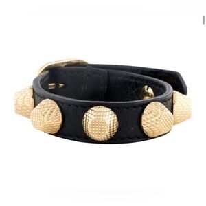 Balenciaga Arena Black Leather Studded Bracelet